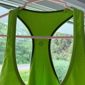 Bright green Lululemon work out top. Size medium